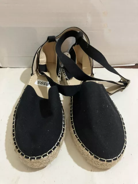 ASOS Truffle Collection Women’s Size 7 Black espadrille ankle strap shoes 2