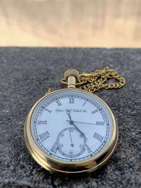 Reloj de bolsillo Elgin de latón grabado antiguo vintage con regalo de...