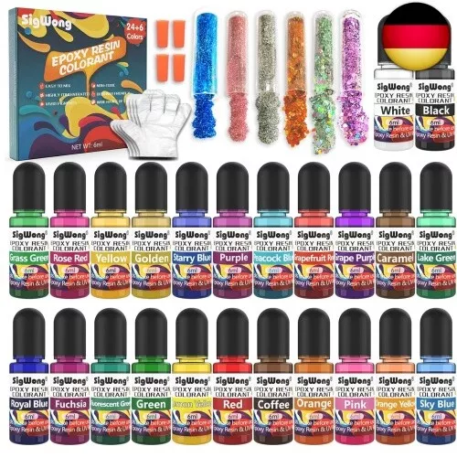 Epoxidharz Farbe Set - 24 Farben Flüssiger Epoxidharz Pigment Farbstoff für E