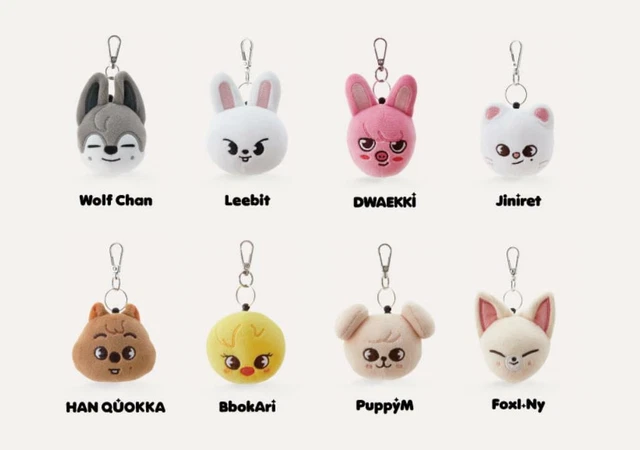 STRAY KIDS SKZOO Goods Skzoo Mini Face Keyring Plush Toys Keychin Wolf ...