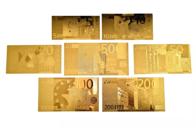 Euro Scheine Banknoten vergoldet 500€ 200€ 100€ 50€.. Gold detaillierte Prägung