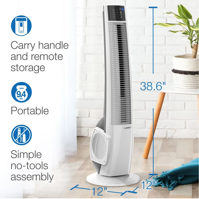 4SPEED OSCILLATING HYBRID Tower Fan with Timer and Remote Control