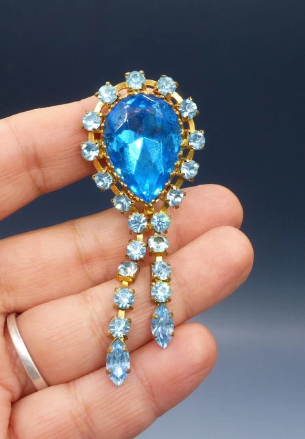 Ancienne broche fantaisie en verre strass vintage 1950