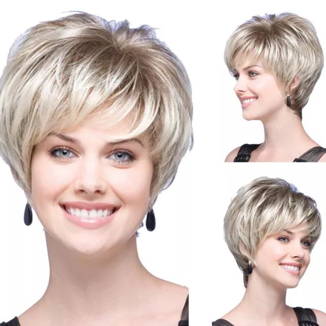 Pixie Cut Wig Ladies Hair Full Wigs Cosplay Womens Real Natural Short Wavy Curly