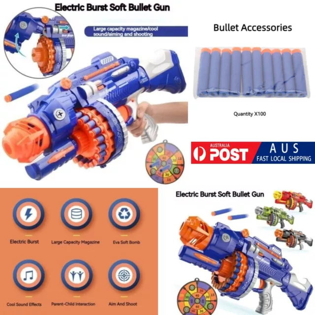 Soft Bullet Simulation Shooting Sound Effects Children's Electric Target Gun AU