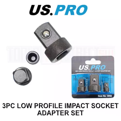 US PRO Tools 3pc Super Low Profile Impact Socket Adaptor Reducer Sockets 3958