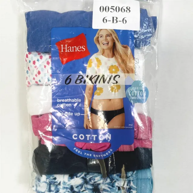 HANES WOMEN'S TAGLESS Hi-Cuts Breathable Cotton 6Pk 43H6CC Sz 6/M