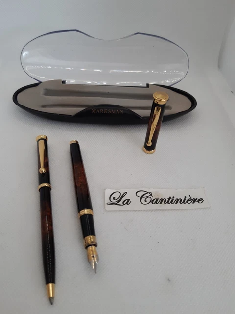 Coffret Parure Stylo Bille + Plume Marksman - Neuf, Style Sobre Gris