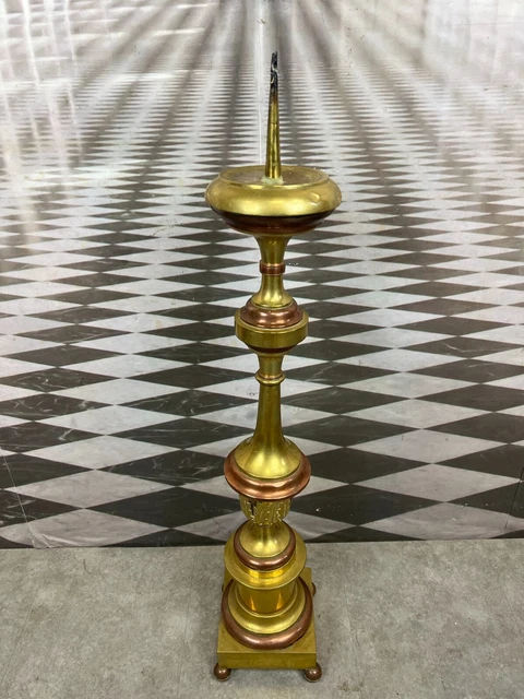 GROSSER ANTIKER KERZENLEUCHTER ALTARLEUCHTER AUS MESSING UND KUPFER 83cm