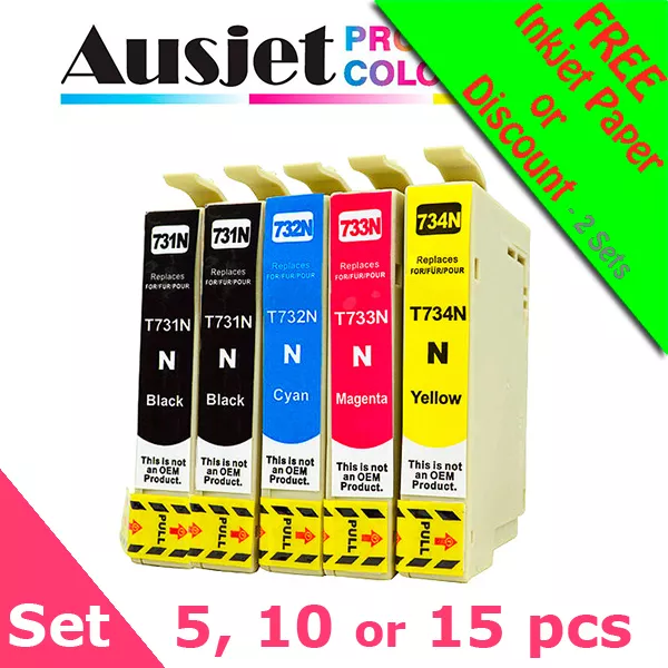 Ausjet 73N,T073 non-OEM Ink cartridge Value Pack for Epson Stylus C,CX,T,TX