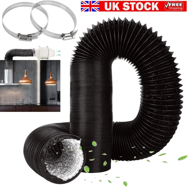5M FLEXIBLE DUCTING Dryer Vent Pipe Aluminum Foil PVC Duct Fan Hose 5 ...