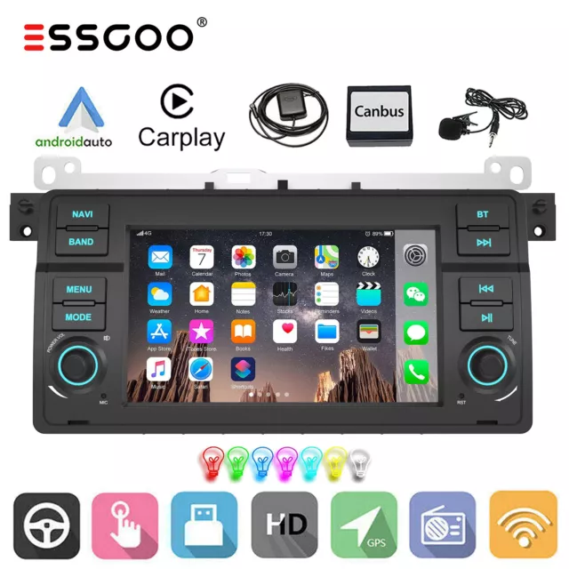 Autoradio Android 12 CarPlay Pour BMW E46 - Écran Tactile 7 Pouces, 2+32Go, GPS, WiFi, Bluetooth