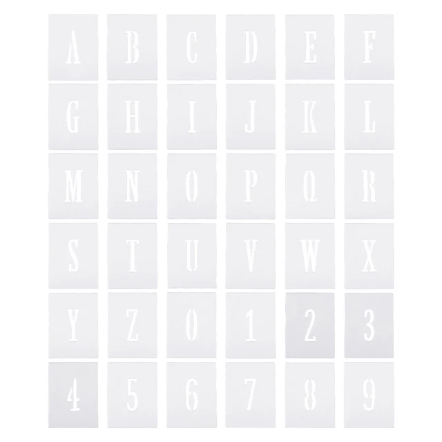 Paquete de 1" 36 Letras Números Plantillas 1.5" Ancho para Pintura Blanco