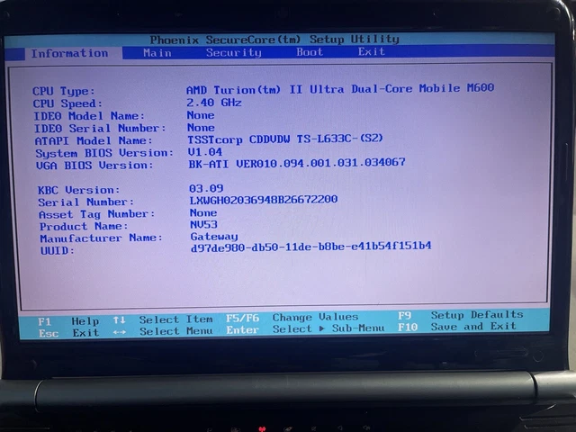 Gateway MS2285-AMD Tyrion II-2.40ghz-Parts/Repair-NO OS/Bad Battery-AS IS-C515 2