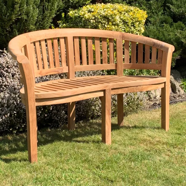 2 Seater Wooden Banana Bench Garden Patio Outdoor Chair Furniture Benches Teak