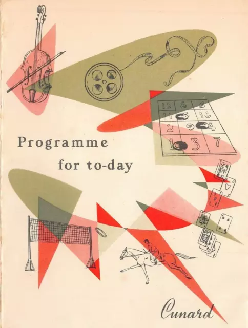 Cunard Line-R M S Mauretania~Programme Of Events For Today-Sept 30 1955