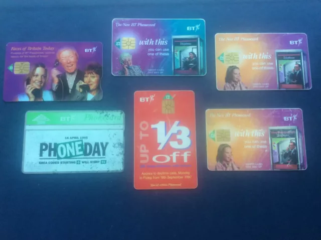 Joblot 6 Vintage BT Phonecards British Telecom Phone Cards