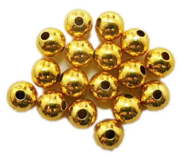 110 Pcs 6Mm Spacer Seamless Ball Bead 18K Gold Plated