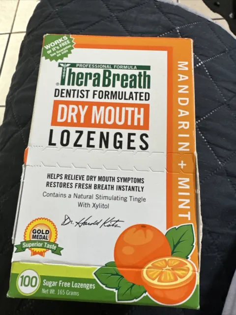 TheraBreath Fresh Breath Dry Mouth Lozenges Mandarin Mint 100 count Exp 6/25