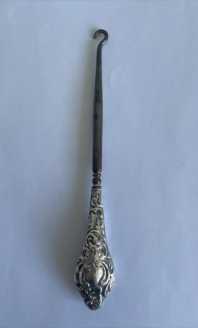 Gancio Bottone Argento Antico 1911 Chester Argento Sterling