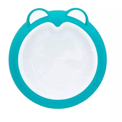 Badabulle non slip plate Ice blue for child to learn to eat alone by Babymoov