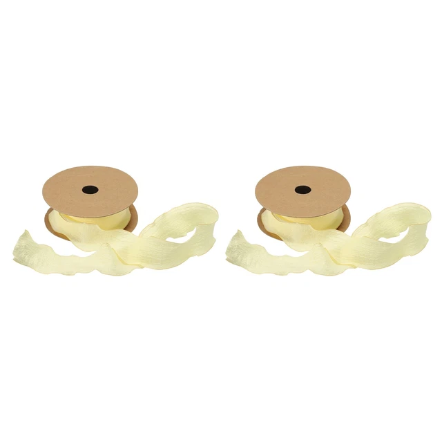 2 piezas cinta de 1,5 pulgadas 10 yardas satinada doble borde volante amarillo color liso
