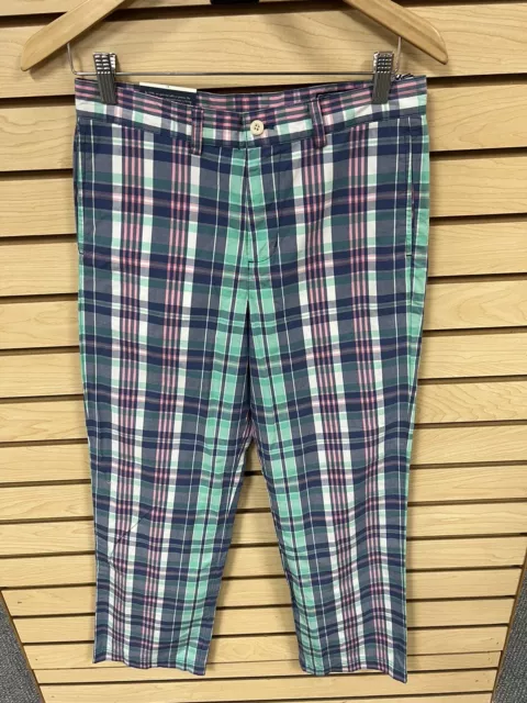 NWT Vineyard Vines Classic Fit Club Pant Boys 18 Seaway Plaid Flag Blue NEW