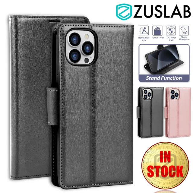 For Apple iPhone 15 Pro Max Plus Case Leather Card Wallet Flip Stand Shockproof