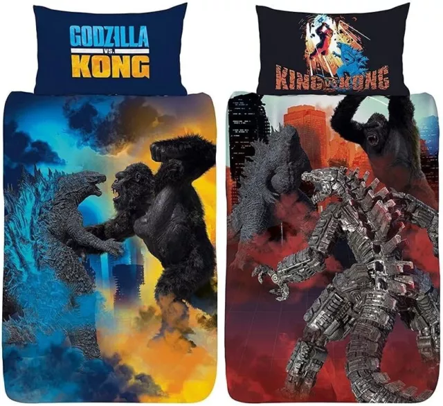 Godzilla Vs Kong Single Duvet Cover Battle Royale Design - Officially Licensed