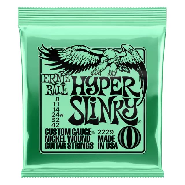 Ernie Ball Hyper Slinky Nickel Wound Electric Guitar Strings 8 - 42 Gauge