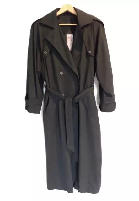 Vtg Water's Edge Michael Stuart Womens Sz 12 Black Trench Coat Removable Lining