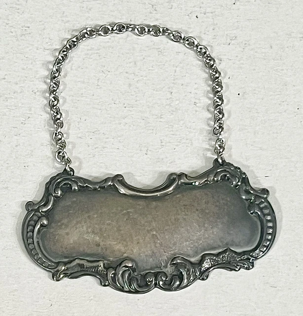 Vintage GORHAM Ornate Design Silver Plate Liquor Decanter Bottle Tag #YC 352