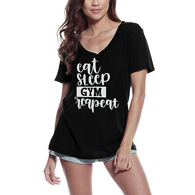 ULTRABASIC Maglietta da donna Eat Sleep Gym Repeat - Camicia per la palestra