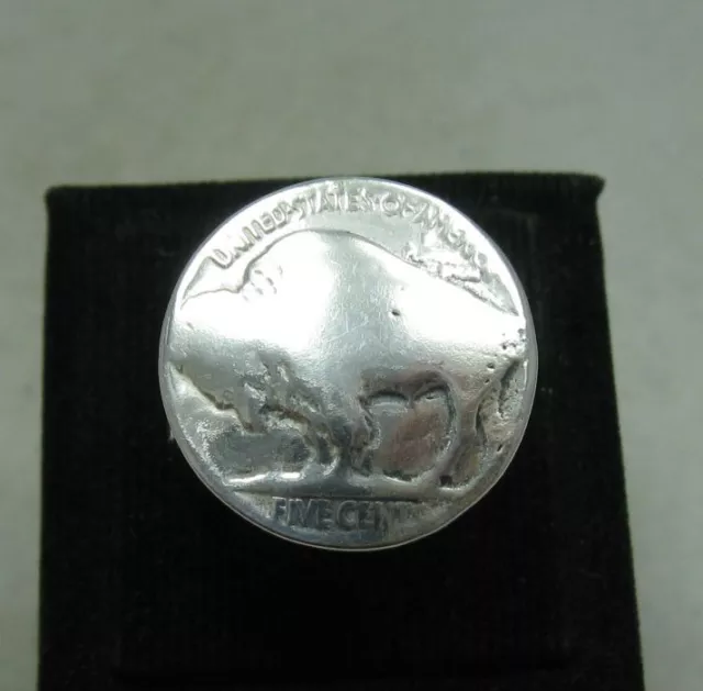 Vintage Sterling Silver Ring Bison Five Cents USA Solid 925 Hallmarked Empress