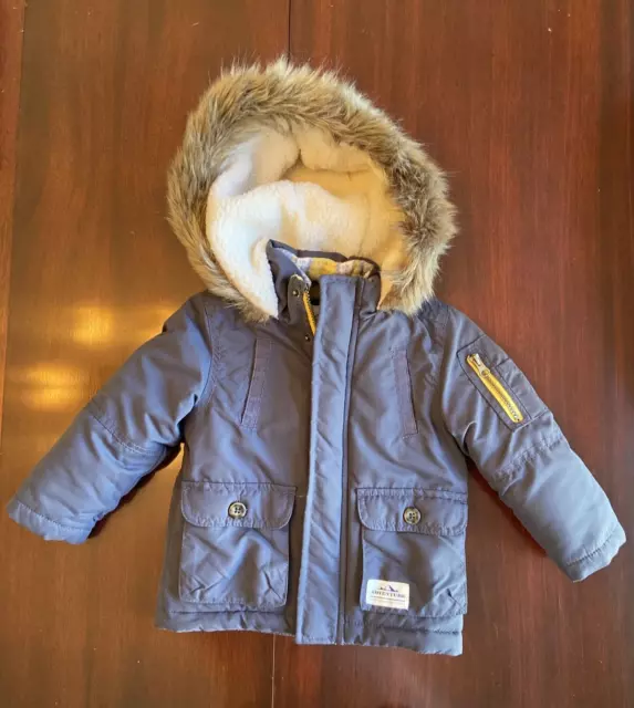 EUC CARTER'S Boys Sz 2T HEAVYWEIGHT ADVENTURE Blue HOODED PARKA Coat Warm Jacket