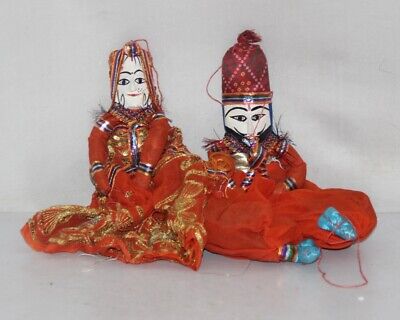 Rajasthani Ethnic Multicolour Wooden Head & Cloth Men & Women Puppet/Dolls 10173 3