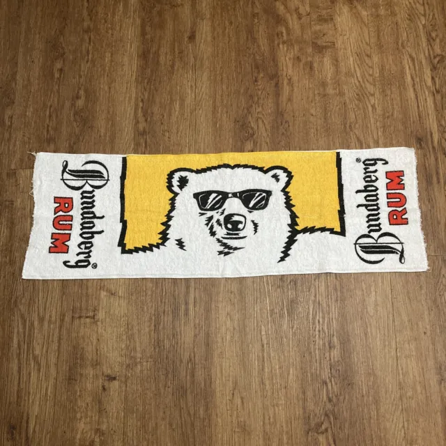 Vintage Bundaberg Rum Polar Bear Bar Towel White Rare Collectors Item