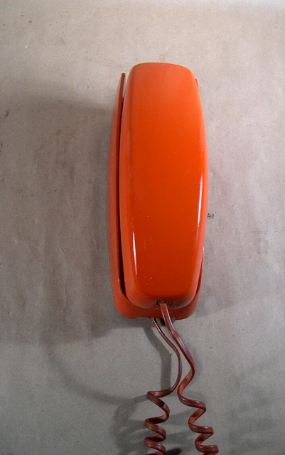 Teléfono de pared giratorio Trimline década de 1970 naranja quemado