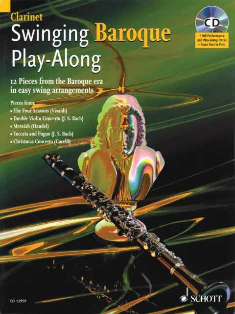 Swinging Baroque Clarinet Solo Jazz Classical Sheet Music Play-Along Book CD