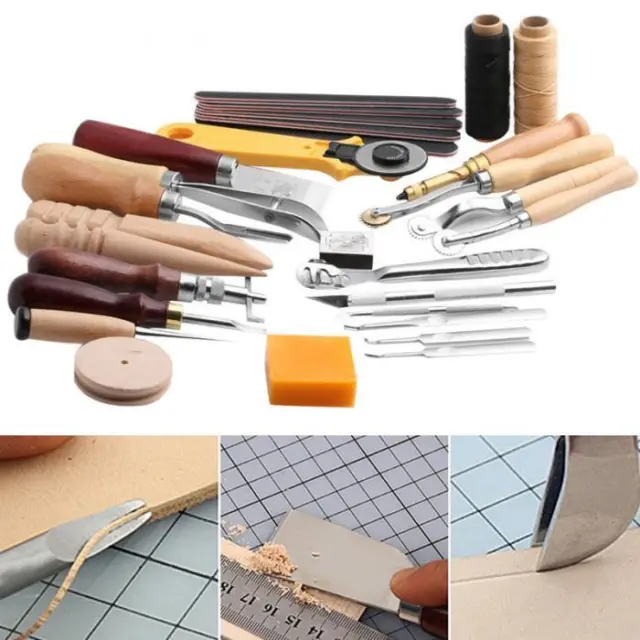 25Pcs DIY Trabajo manual Coser Estampado Silla de montar Herramientas de punzón Coser artesanía de cuero