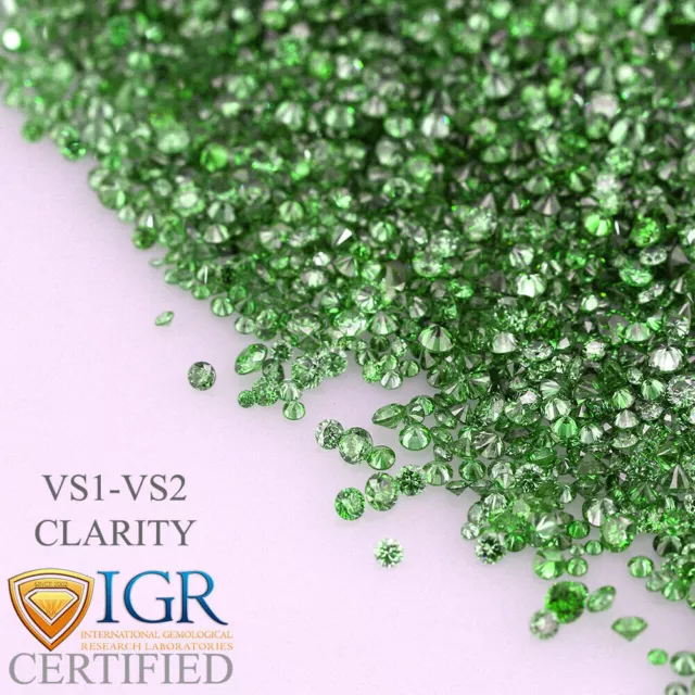 CERTIFIED Round Fancy Green Color VS 100% Loose Natural Diamond Wholesale Lot