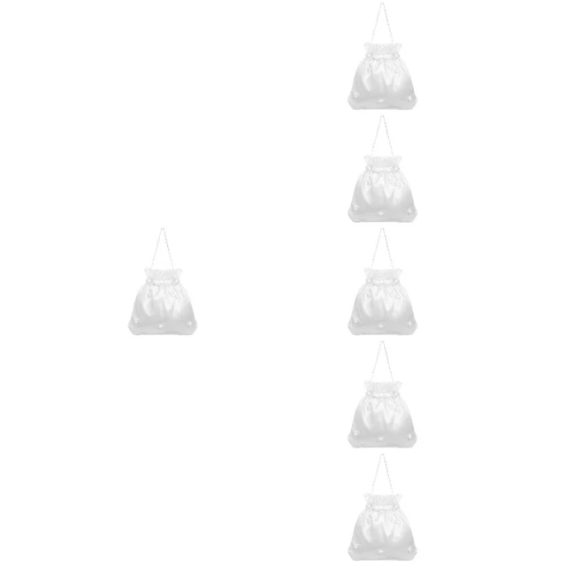 6x Dolly Bag Decorated Bridesmaid White Handbag for Wedding Home