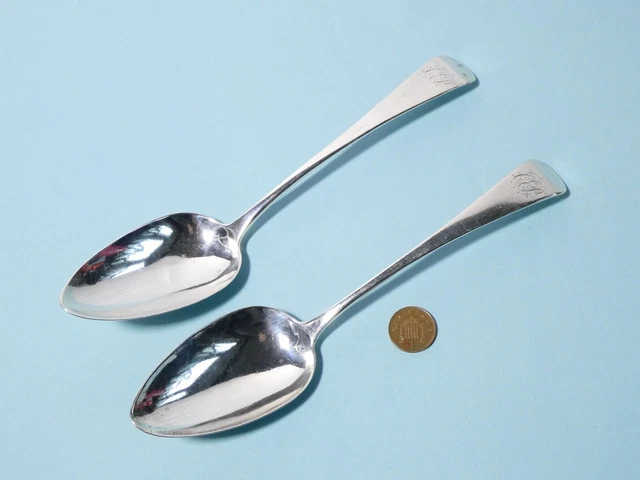 Coppia 1805 cucchiai argento Duncan & Naphtali Urquhart 8+1/2" e iniziali CEP #MC