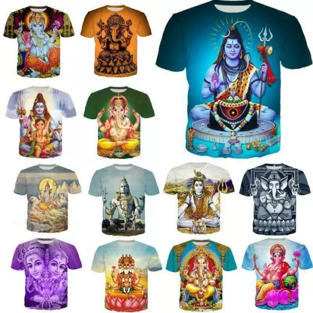 Hindu God Lord Shiva 3D Print Womens Mens Casual Short Sleeve T-Shirt Tops Tee