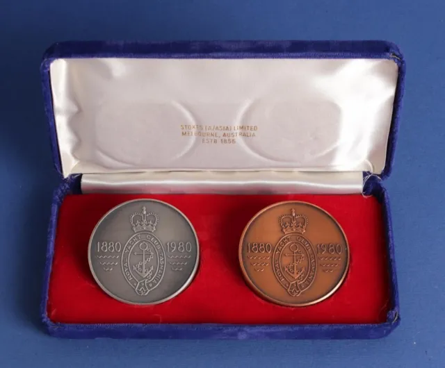 Australia: 1880-1980 Royal Yacht Club of Tasmania Medal (50mm) Set (2) Cased
