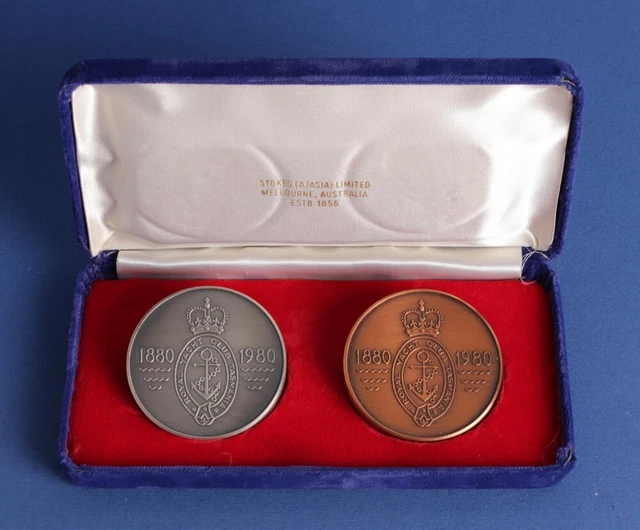 Australia: 1880-1980 Royal Yacht Club of Tasmania Medal (50mm) Set (2) Cased
