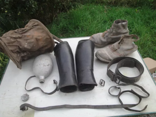 Lot Ceinturon -Gourde-Guetres Brodequin-Soldat Allemand Ww2 Ffi Resistance Ww2