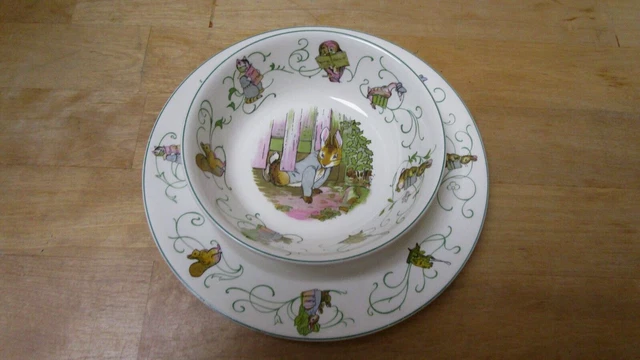 Wedgwood Peter Rabbit 2 Piece Set Plate Bowl Etruria & Barlaston N 526