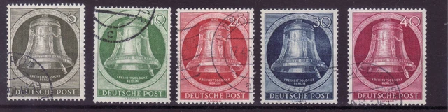 Berlin, "Freiheitsglocke Klöppel rechts", sauber gestempelt, Mi.-Nr. 82 - 86