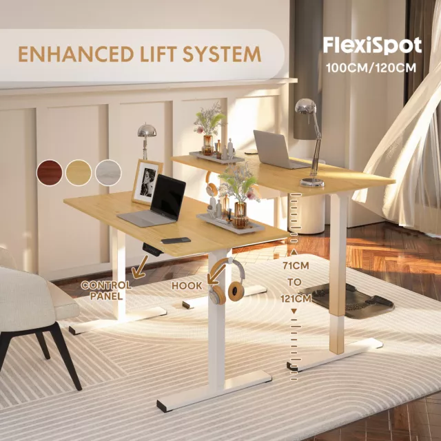 FLEXISPOT Electric Standing Stand up Desk Height Adjustable Desk White Frame